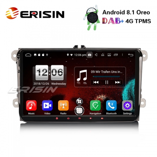 Erisin ES7691V 9" Android 8.1 Car Stereo DAB+GPS OPS BT For VW Passat Golf Touran Eos Polo Seat