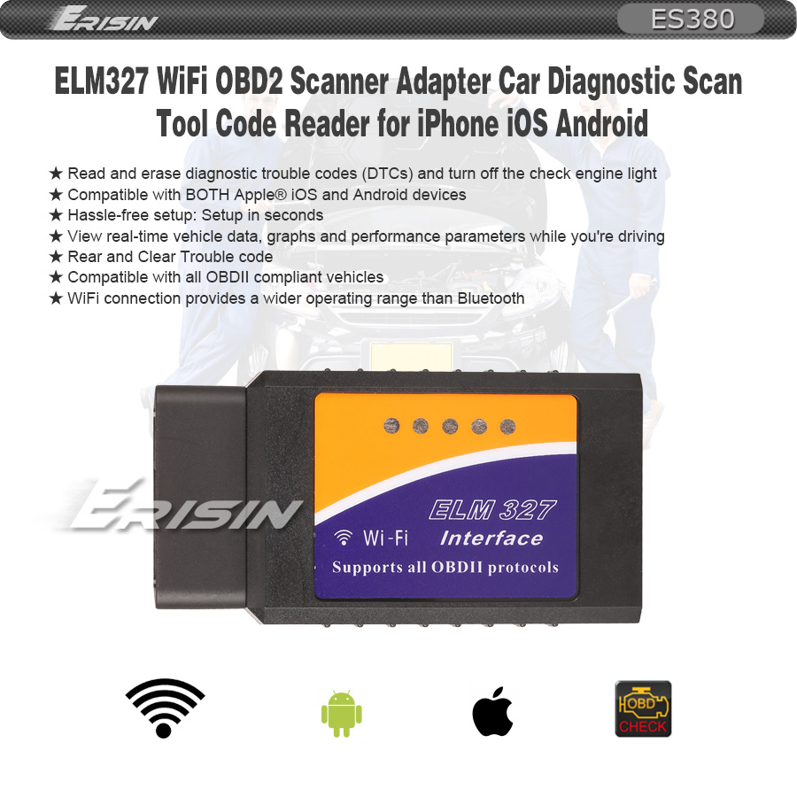 ELM 327 OBDII OBD2 Car Diagnostic Scanner apple for iOS Android WIFI 