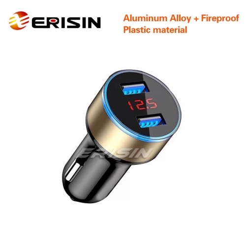 Erisin ES058 Travel 3.1A Car Charger Dual USB LED Display Cigarette Socket For iPhone Android