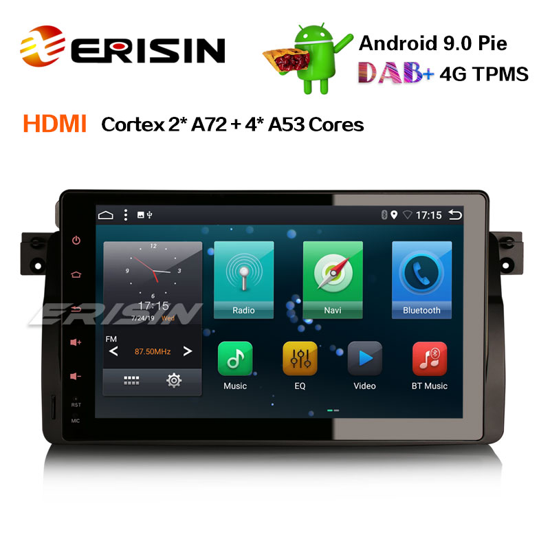 Android 9.0 Pie 1 DIN 9" Autoradio USB GPS Navi Bluetooth 5.0 DAB für BMW E46