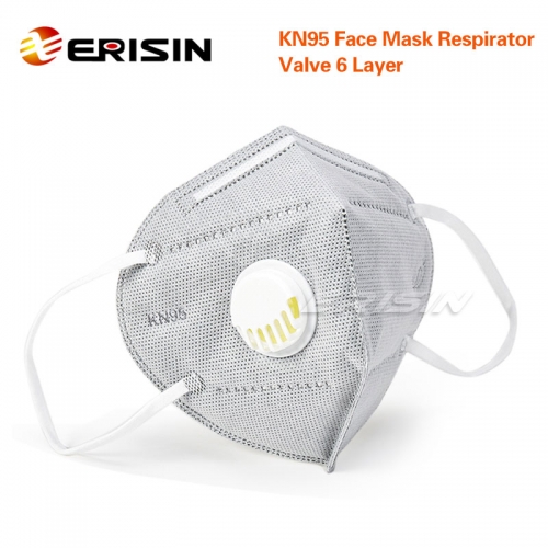 Erisin ES121 N95 KN95 FFP2 P2 Face Mask Respirator Valve Reusable 6Ply 95% Filter Protective Anti-Dust