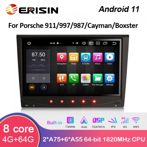ES8558C IPS Android 11.0 Car Multimedia GPS DSP 4G SIM Card Slot Wireless CarPlay Auto Radio For Porsche 911 Cayman Boxster