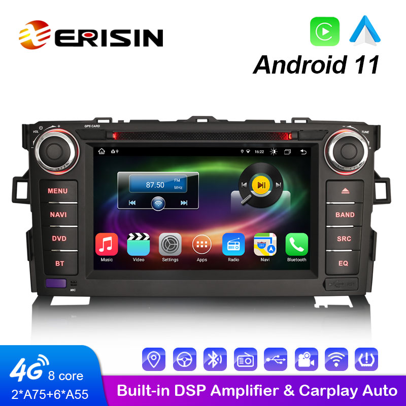 4G GPS Autoradio pour Toyota Auris Corolla Altis Erisin 8-Cœurs Android 11 CarPlay DAB 
