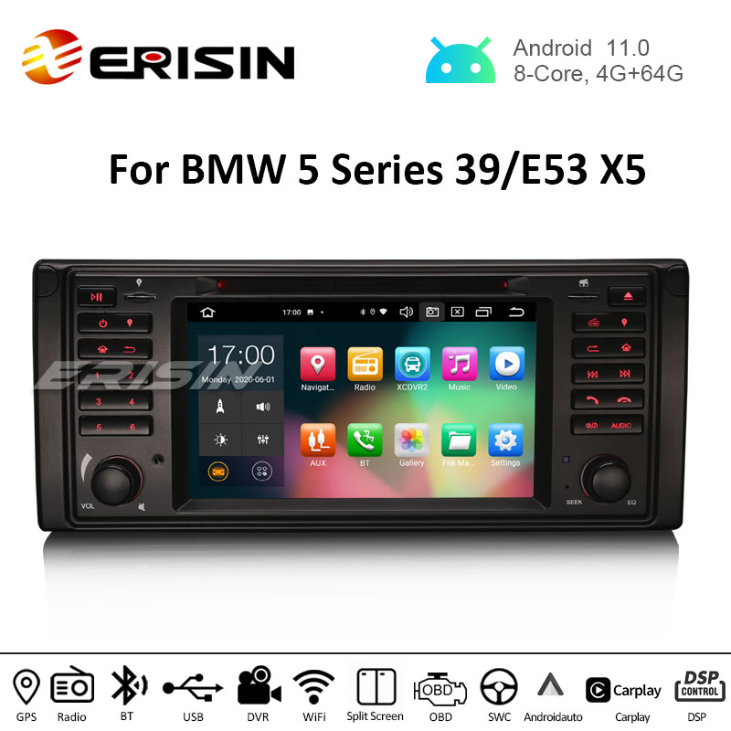 Erisin ES8139B 7 Android 10.0 Auto Multimedia System CarPlay & Auto GPS  TPMS DVR DAB+ DSP for BMW E39 E53