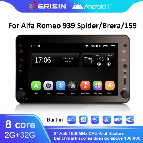 Erisin ES4120R 7" Android 11.0 Car Stereo GPS For Alfa Romeo Spider Brera 393 DSP Wireless Apple CarPlay Android Auto 4G SIM Slot Module