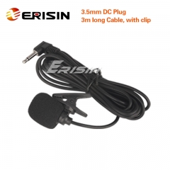 Erisin ES009 Mono Extemal Microphone 3.5mm DC Plug with Clip For Car Radio Stereo DVD Player