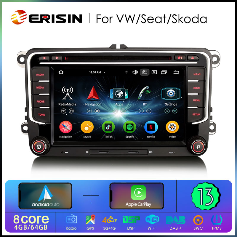 Navigation for VW Seat & Skoda 7, Carplay, Android, WIFI, DAB+